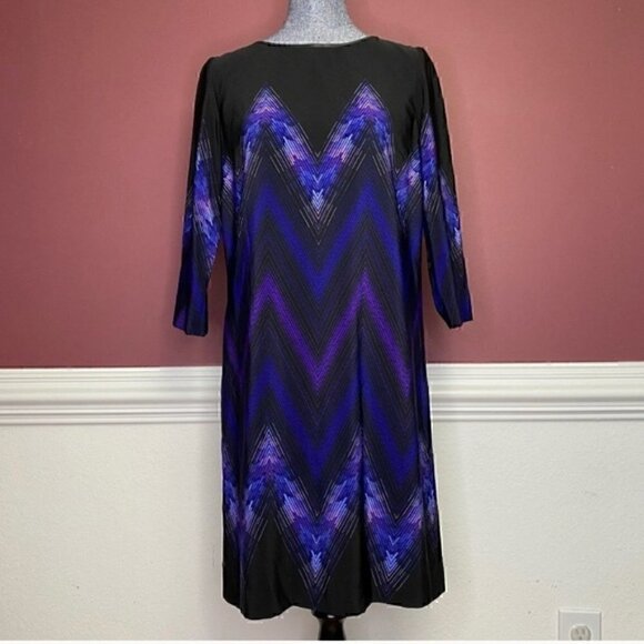 Tahari ASL purple long sleeve dress - Picture 3 of 4